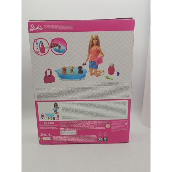 Mattel Barbie Puppy Bath Time Doll Set With Extra Outfits Box Damage - Picture 4 of 9